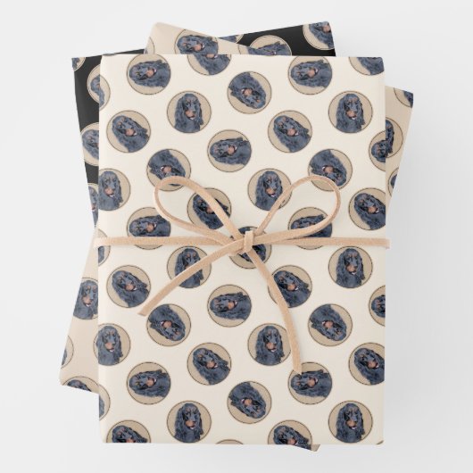 Gordon Setter Schilderij Zwart Schattige Originele Inpakpapier Vel (In situ)