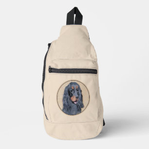 Gordon Setter Schilderij Zwart Schattige Originele Sling Bag