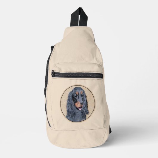 Gordon Setter Schilderij Zwart Schattige Originele Sling Bag (Voorkant)