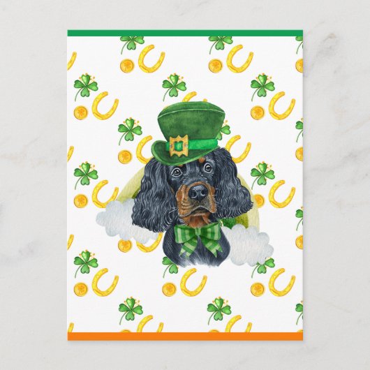 Gordon Setter Shamrock St. Patricks Dag Feestdagenkaart (Voorkant)