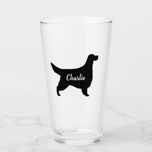 Gordon Setter Silhouette Gepersonaliseerd Hondenli Glas (Voorkant)