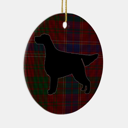 Gordon Setter Silhouette over Tartan Ornament (Rechts)