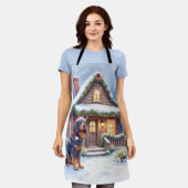 Gordon Setter Snowy Lodge Santa Hat Christmas Art Schort (Gedragen)