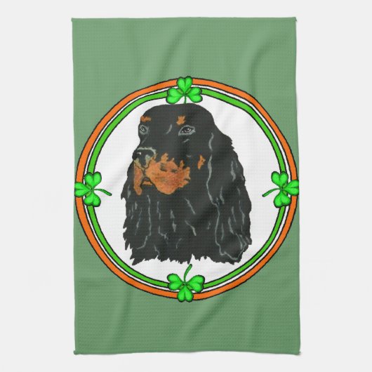 Gordon Setter St Patricks Theedoek (Verticaal)