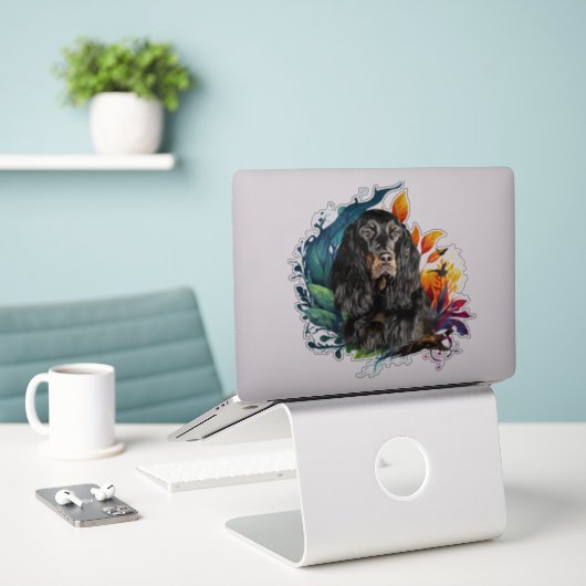 Gordon Setter Sticker (Laptop op bureau)