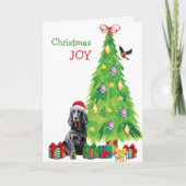 Gordon Setter, Vogel en Kerstboom Feestdagen Kaart (Voorkant)