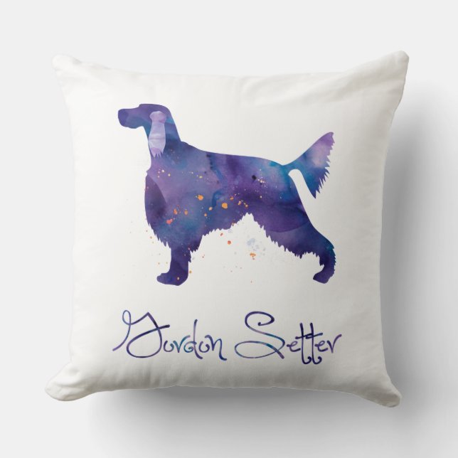 Gordon Setter Waterverf Kussen (Voorkant)