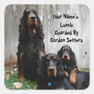 Gordon Setters op Lunch Guard Square Stickers