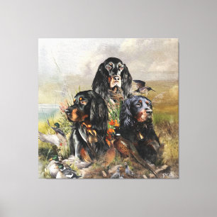 Gordon Setters, Passie voor vogels, Kunst Canvas Afdruk