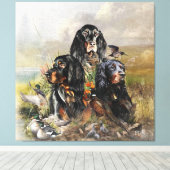 Gordon Setters, Passie voor vogels, Kunst Canvas Afdruk (Insitu (Houten vloer))
