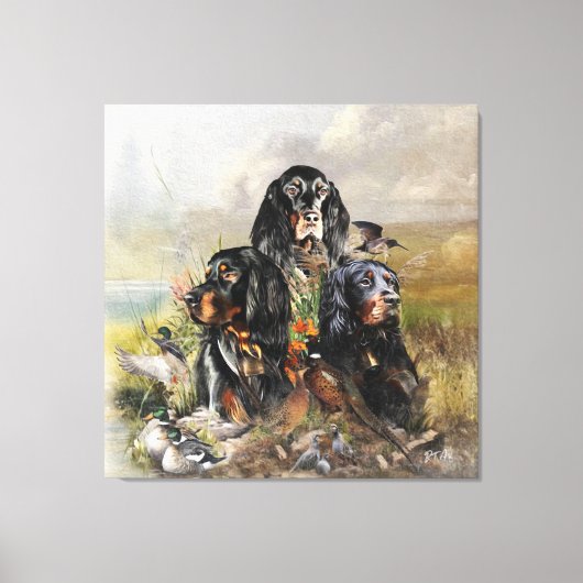 Gordon Setters, Passie voor vogels, Kunst Canvas Afdruk (Voorkant)