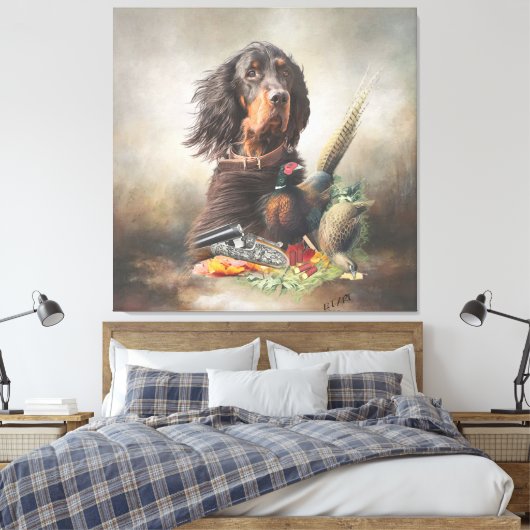 Gordon Setters, Passie voor vogels, Kunst Canvas Afdruk (Insitu (Slaapkamer))