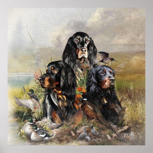 Gordon Setters, Passie voor vogels, Kunst Poster (Voorkant)