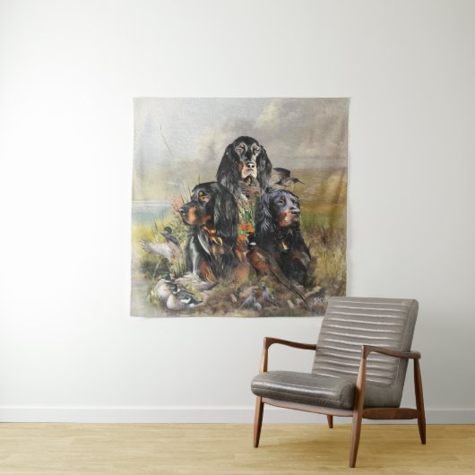 Gordon Setters, Passie voor vogels, Kunst Wandkleed (In situ)