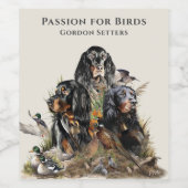 Gordon Setters, Passie voor vogels, Kunst Wijn Etiket (Enkel label)