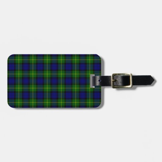 Gordon tartan blauwe groene vleid bagagelabel (Voorkant horizontaal)