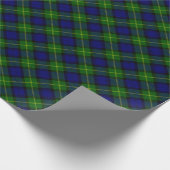Gordon tartan blauwe groene vleid cadeaupapier (Hoek)
