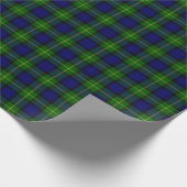 Gordon tartan blauwe groene vleid cadeaupapier (Hoek)