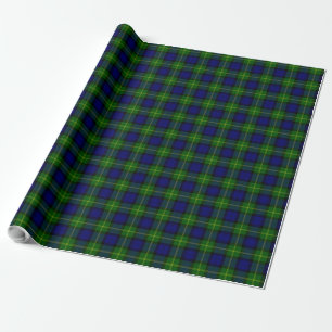 Gordon tartan blauwe groene vleid cadeaupapier