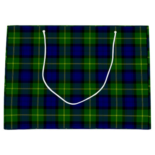 Gordon tartan blauwe groene vleid groot cadeauzakje (Voorkant)