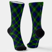 Gordon tartan blauwe groene vleid sokken (Gebogen)