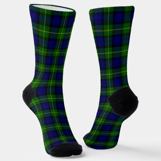 Gordon tartan blauwe groene vleid sokken (Gebogen)