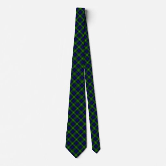 Gordon tartan blauwe groene vleid stropdas (Voorkant)