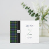 Gordon Tartan Keltische Huwelijksreactiekaart RSVP Kaartje (Staand voorkant)