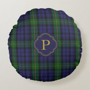 Gordon Tartan Pset Custom Monogram Rond Kussen
