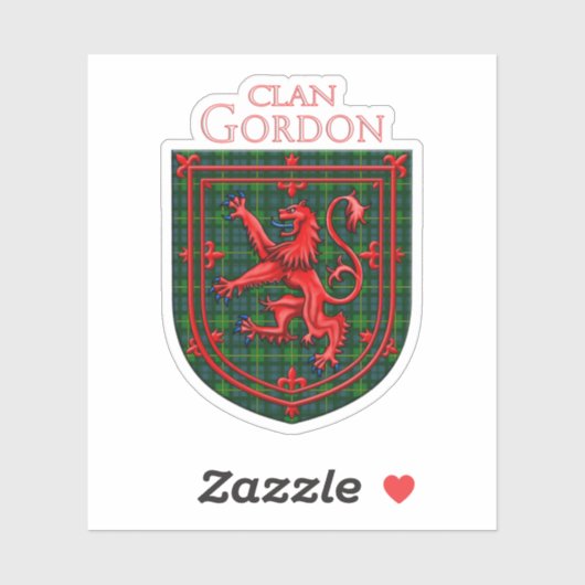 Gordon Tartan Scottish Play Lion Rampant Sticker (Vel)