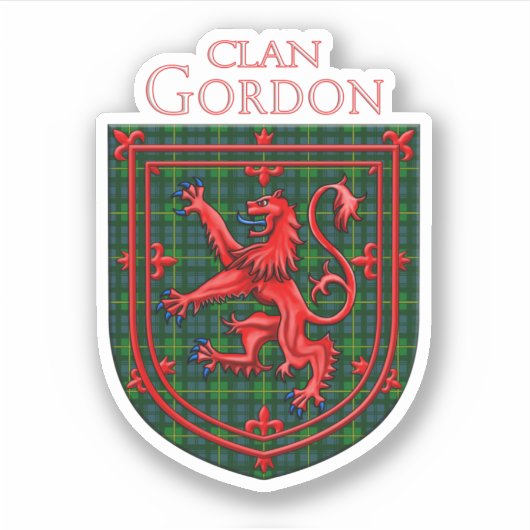 Gordon Tartan Scottish Play Lion Rampant Sticker (Voorkant)