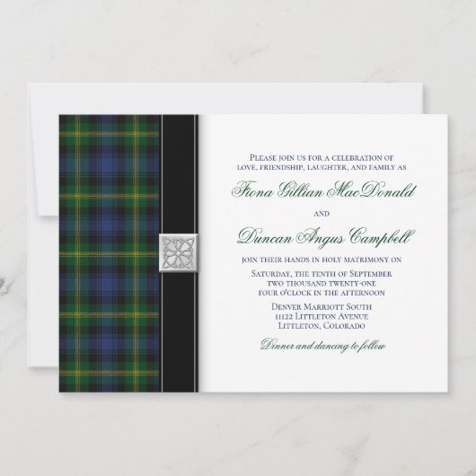 Gordon Tartan Wedding Uitnodiging (Voorkant)