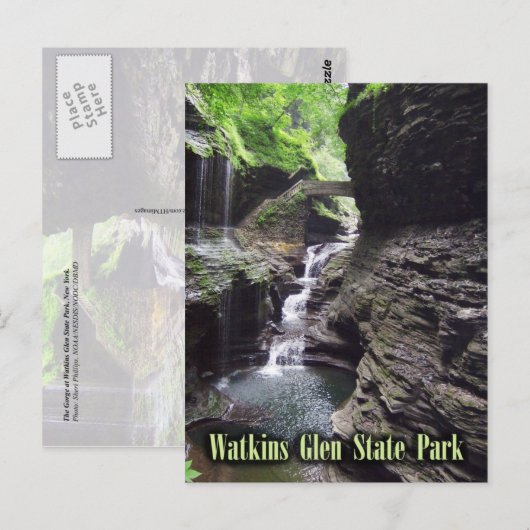 Gorge in Watkins Glen State Park, New York. Briefkaart (Voorkant / Achterkant)