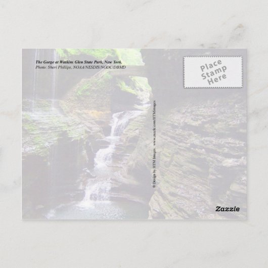 Gorge in Watkins Glen State Park, New York. Briefkaart (Achterkant)
