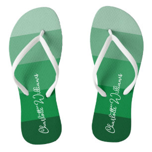 GORGEEUS GROENE KLEURSTRIPE LIJNNAAM PATROON TEENSLIPPERS