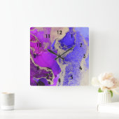 Gorgeous Abstract Gold Pink Purple Jewel Tone Vierkante Klok (Huis)