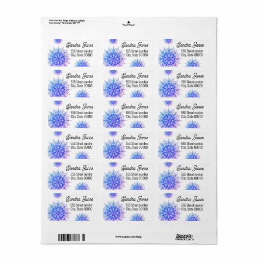 Gorgeous address labels snowflake (Full Sheet)