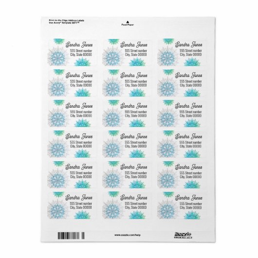 Gorgeous address labels snowflake (Full Sheet)