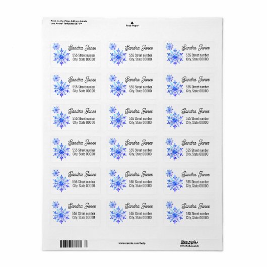 Gorgeous address labels snowflake (Full Sheet)