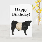 Gorgeous Belted Galloway Steer Cutout Card Kaart (Gele Bloem)