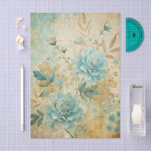 Gorgeous Blue Peonies on Distressed Background Tissuepapier (Craft)