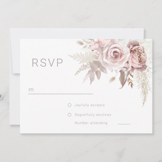 Gorgeous Blush Floral Wedding Digtial RSVP  Kaart (Voorkant)