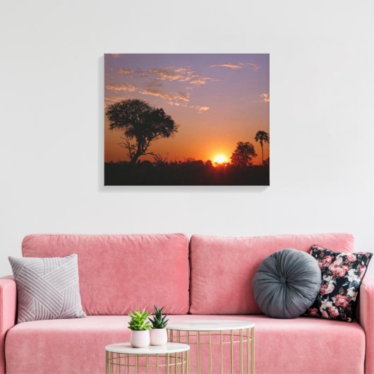 GORGEOUS BOTSWANA SUNSET CANVAS AFDRUK (Insitu (Woonkamer))