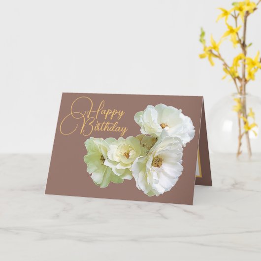 Gorgeous Chic White Rose Floral Bouquet Birthday Kaart (Gele Bloem)