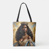 Gorgeous Dark-Skinned Queen Wearing Crown Tote Bag (Achterkant)