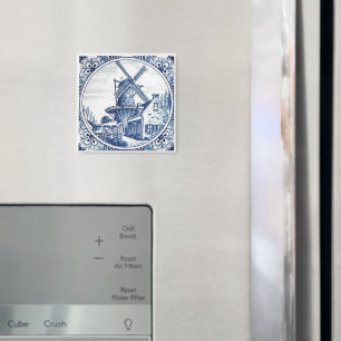 Gorgeous Delft Blue Windows Farmhouse Painting Magneet