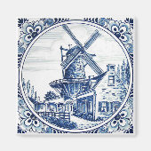 Gorgeous Delft Blue Windows Farmhouse Painting Magneet (Voorkant)