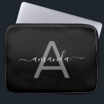 Gorgeous Elegant Add Your Name & Monogrammed Black Laptop Sleeve<br><div class="desc">Gorgeous Elegant Add Your Name & Monogrammed Black Laptop Sleeve.</div>