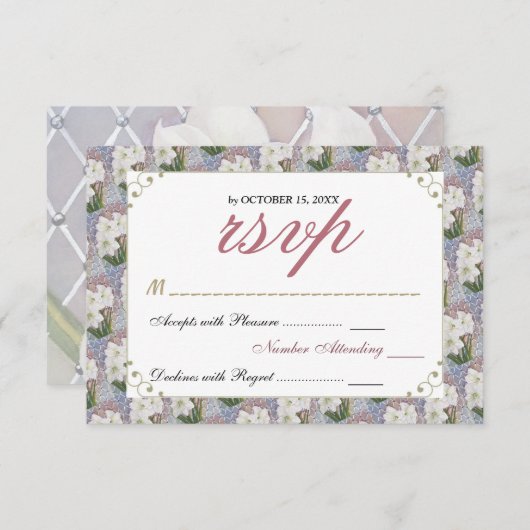 GORGEOUS ELEGANT WHITE AMARYLLIS FLOWER RSVP (Voorkant / Achterkant)