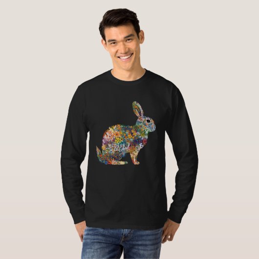 Gorgeous Floral Easter Bunny Spring Flower Rabbit  T-shirt (Voorkant volledig)